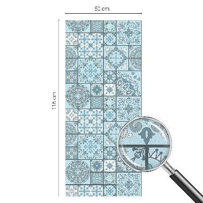 Film solaire fenêtre décoratif aspect vitrail Carreaux bleus