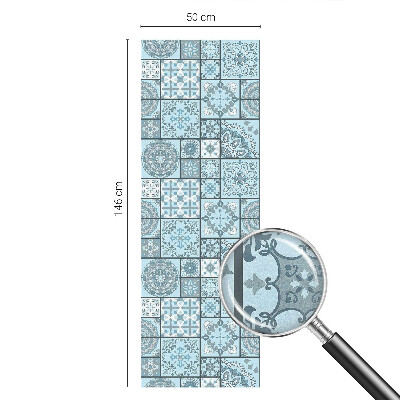 Film solaire fenêtre décoratif aspect vitrail Carreaux bleus
