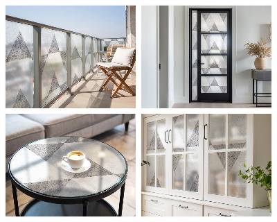 Brise-vue pour fenêtre Triangles gris