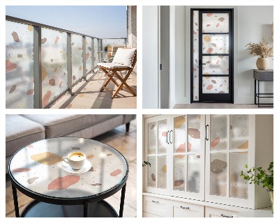 Sticker fenêtre vitrail adhésif Terrazzo abstrait