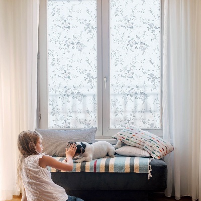 Sticker fenêtre vitrail adhésif Fleurs subtiles