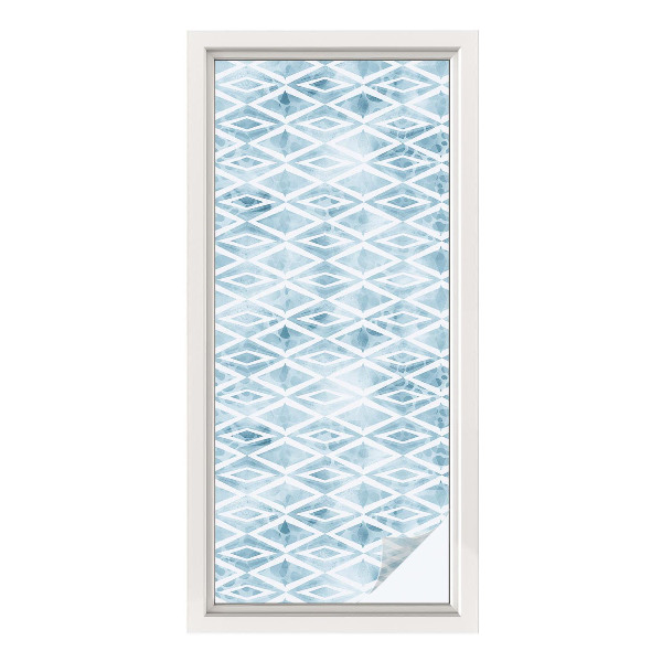 Film solaire fenêtre décoratif aspect vitrail Losanges bleus