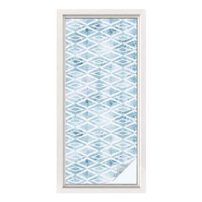 Film solaire fenêtre décoratif aspect vitrail Losanges bleus