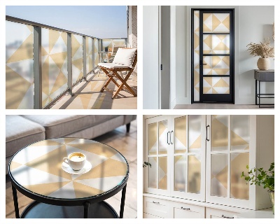 Film adhésif pour vitrage dépoli vitrail Triangles géométriques