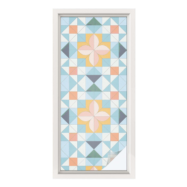 Film solaire fenêtre décoratif aspect vitrail géométrie colorée