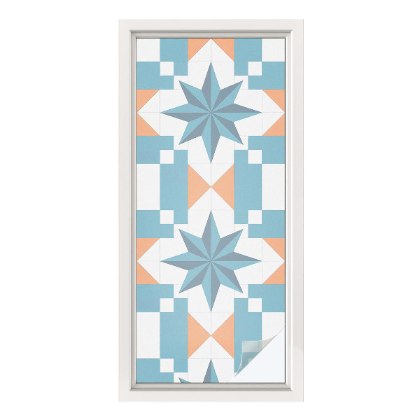 Film adhésif pour vitrage dépoli vitrail étoiles bleues