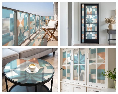 Film adhésif pour vitrage dépoli vitrail étoiles bleues