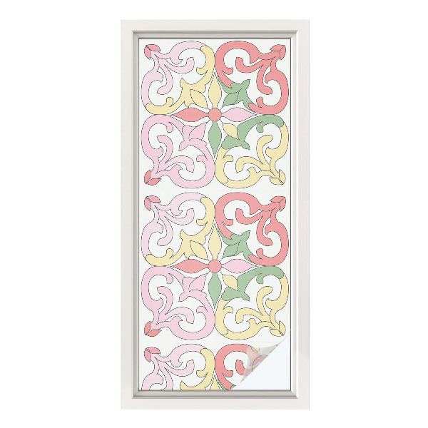 Film solaire fenêtre décoratif aspect vitrail ornements floraux