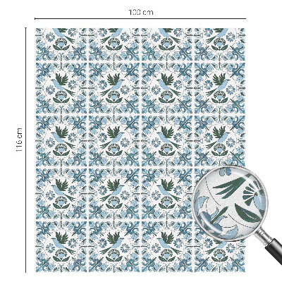 Film adhésif pour vitrage dépoli vitrail fleurs bleues