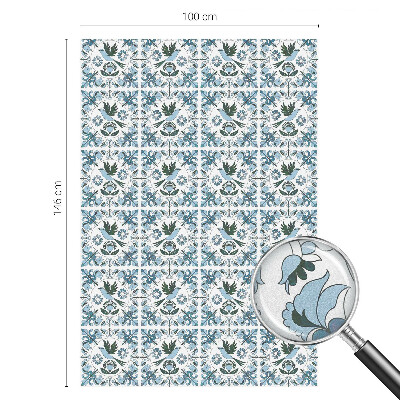 Film adhésif pour vitrage dépoli vitrail fleurs bleues