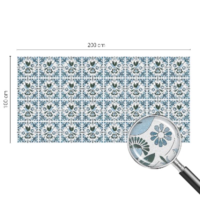 Film adhésif pour vitrage dépoli vitrail fleurs bleues