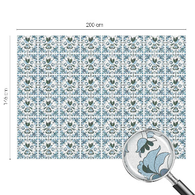 Film adhésif pour vitrage dépoli vitrail fleurs bleues