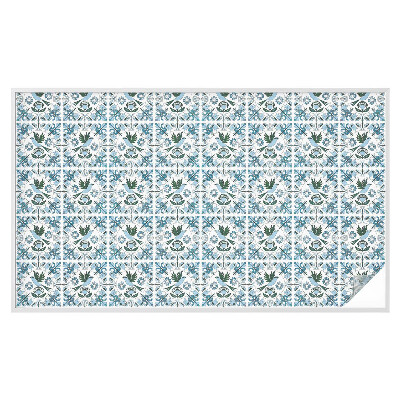 Film adhésif pour vitrage dépoli vitrail fleurs bleues