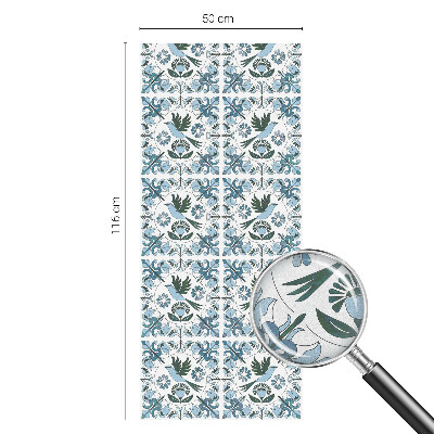 Film adhésif pour vitrage dépoli vitrail fleurs bleues