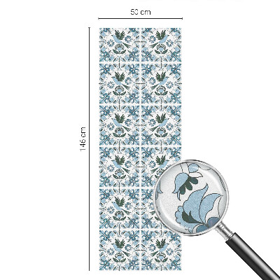 Film adhésif pour vitrage dépoli vitrail fleurs bleues