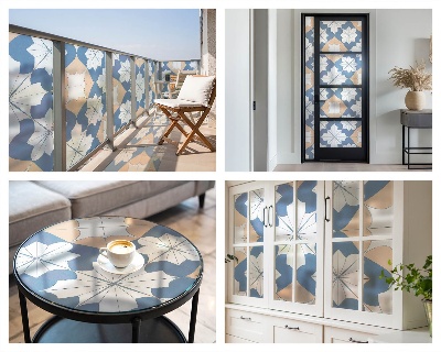 Sticker fenêtre vitrail adhésif Motifs symétriques