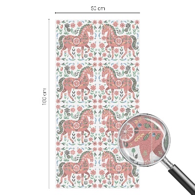 Film solaire fenêtre décoratif aspect vitrail chevaux colorés