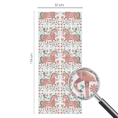 Film solaire fenêtre décoratif aspect vitrail chevaux colorés