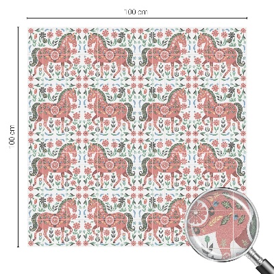 Film solaire fenêtre décoratif aspect vitrail chevaux colorés