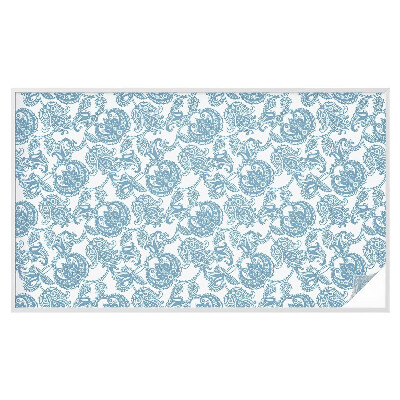 Sticker fenêtre vitrail adhésif ornements bleus