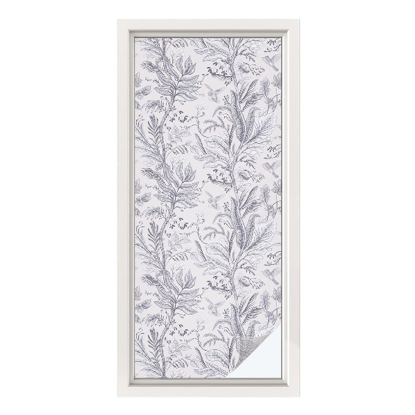 Sticker fenêtre vitrail adhésif Feuilles et papillons