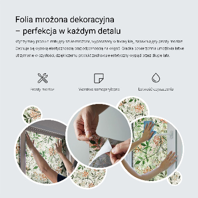 Sticker fenêtre vitrail adhésif Feuilles et papillons