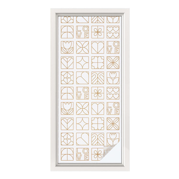 Film adhésif pour vitrage dépoli vitrail Amour géométrique