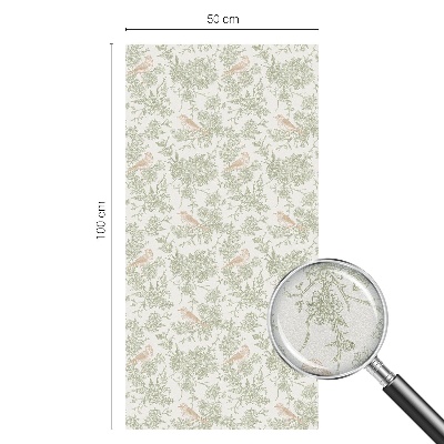 Film adhésif pour vitrage dépoli vitrail oiseaux plantes