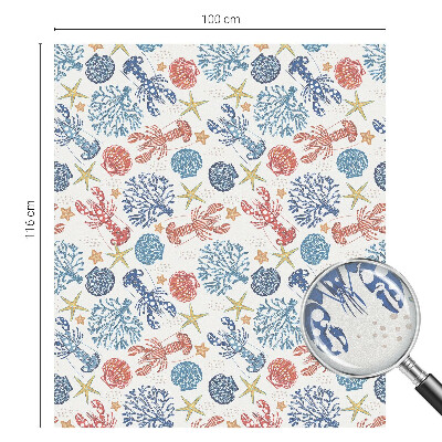 Sticker fenêtre vitrail adhésif écrevisses coraux