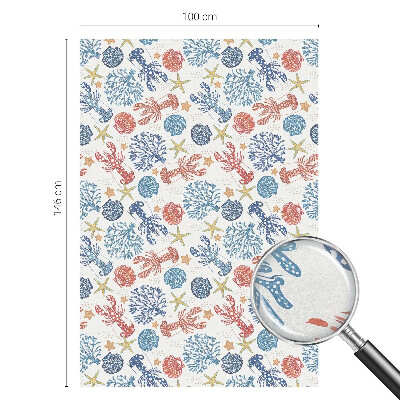 Sticker fenêtre vitrail adhésif écrevisses coraux