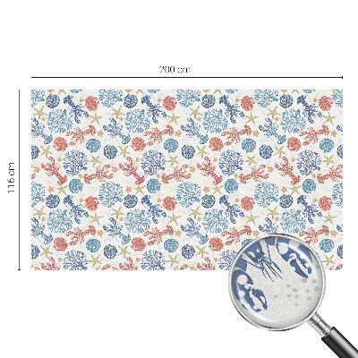 Sticker fenêtre vitrail adhésif écrevisses coraux