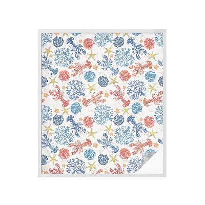 Sticker fenêtre vitrail adhésif écrevisses coraux