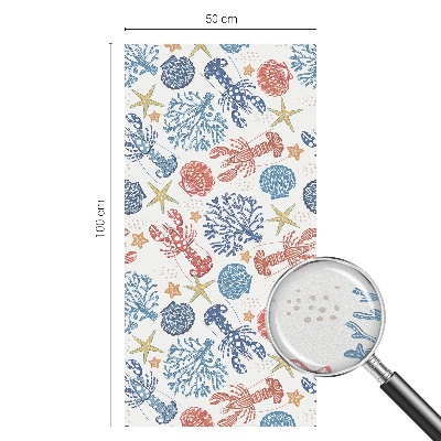 Sticker fenêtre vitrail adhésif écrevisses coraux