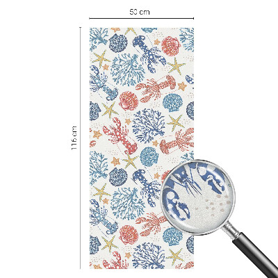 Sticker fenêtre vitrail adhésif écrevisses coraux