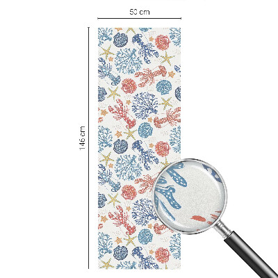 Sticker fenêtre vitrail adhésif écrevisses coraux