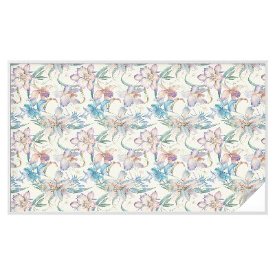 Film adhésif pour vitrage dépoli vitrail motif floral