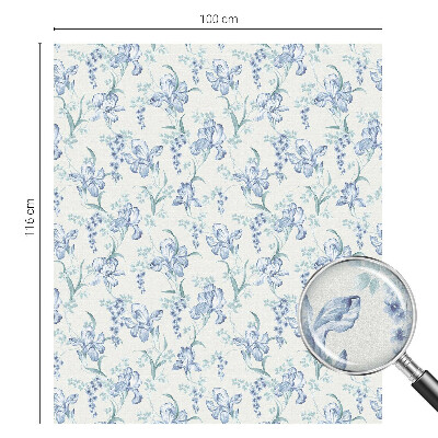 Sticker fenêtre vitrail adhésif fleurs bleues