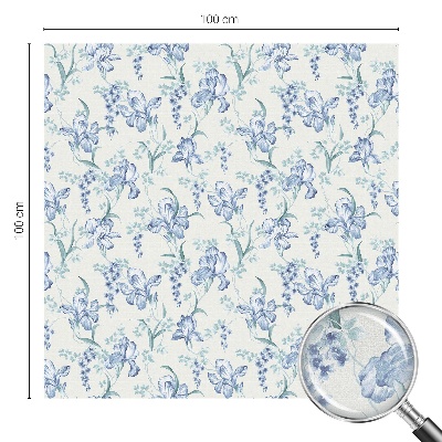 Sticker fenêtre vitrail adhésif fleurs bleues