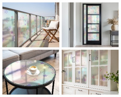 Sticker fenêtre vitrail adhésif Motifs arc-en-ciel