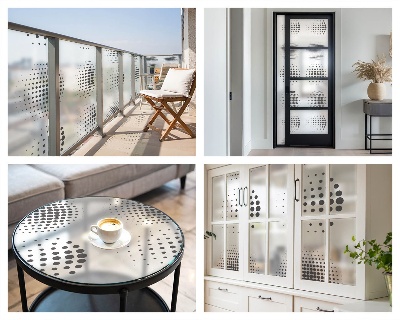 Sticker fenêtre vitrail adhésif Cercles pointillés