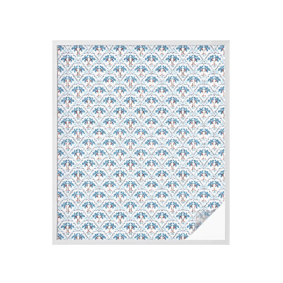 Sticker fenêtre vitrail adhésif palmiers bleus