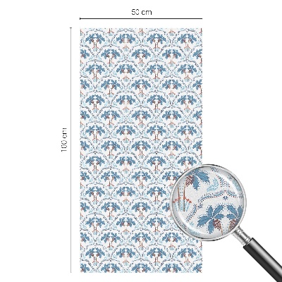 Sticker fenêtre vitrail adhésif palmiers bleus