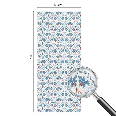 Sticker fenêtre vitrail adhésif palmiers bleus