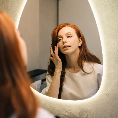 Miroir asymétrique œuf suspendu LED lumineaux