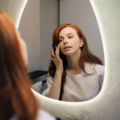 Miroir asymétrique œuf suspendu LED lumineaux
