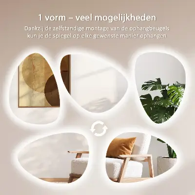 Miroir asymétrique œuf suspendu avec éclairage LED