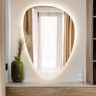 Miroir asymétrique œuf suspendu LED lumineaux