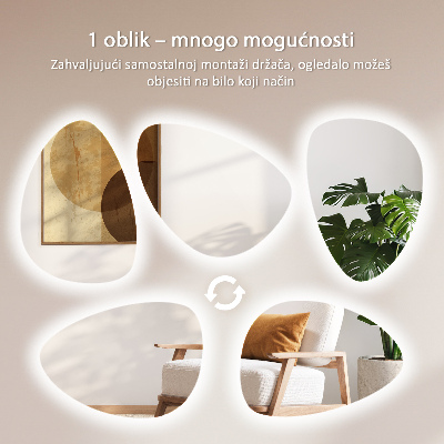 Miroir asymétrique œuf suspendu LED lumineaux