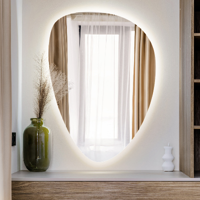 Miroir asymétrique œuf suspendu LED lumineaux