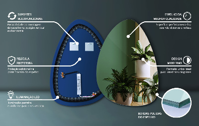 Miroir asymétrique œuf suspendu LED lumineaux